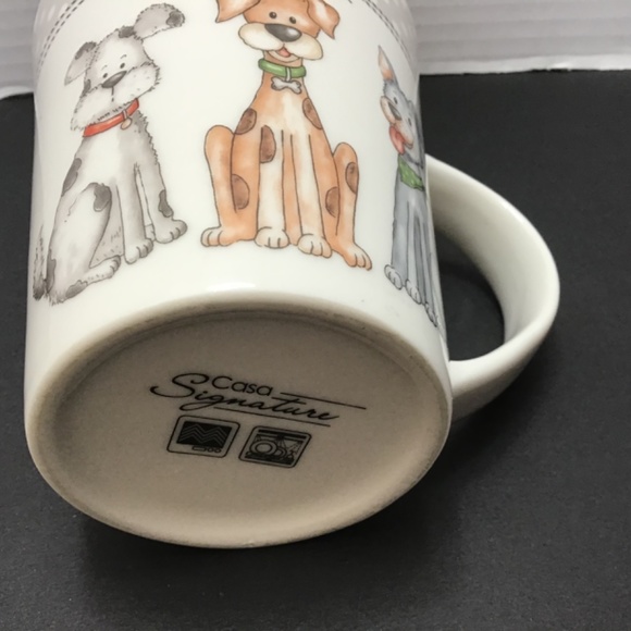 Casa Signature Mug For Dog Lovers 12 Oz Grey and Ivory Cute Cartoon Dogs Design - Picture 6 of 6